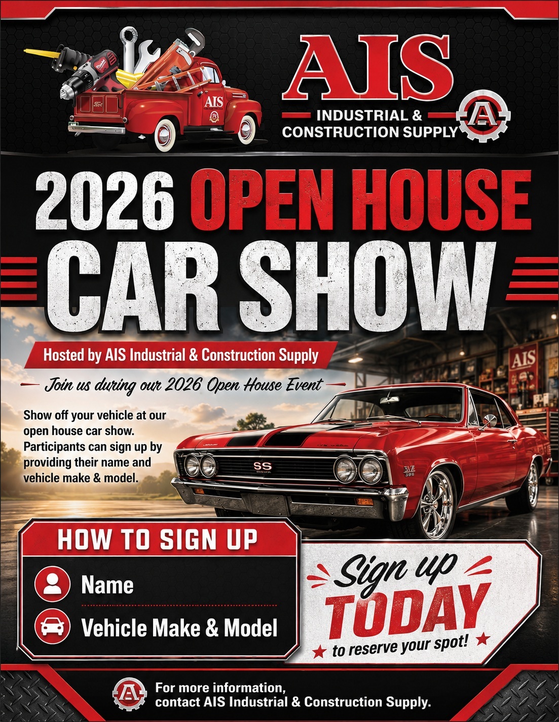 car show registration for the 2026 AIS open house